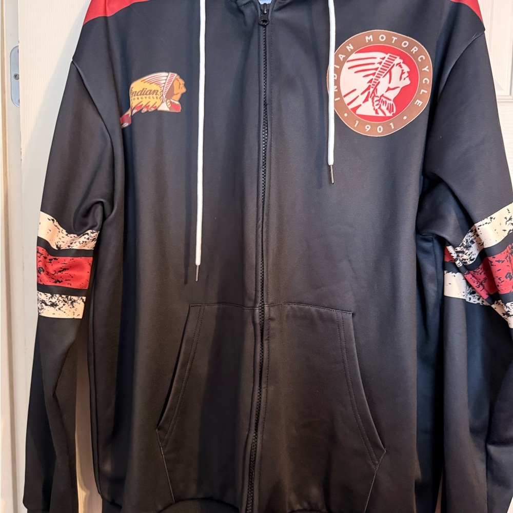 Indian Motorcycle Men’s Black & Red Lightweight Zip Hoodie